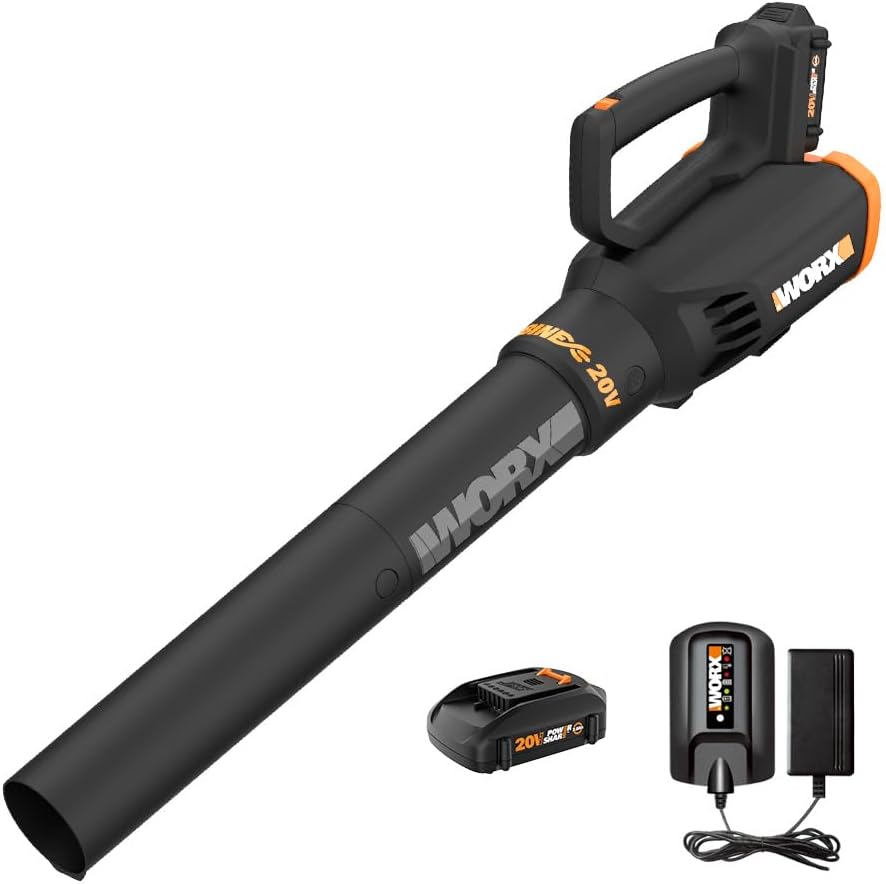 Cordless Leaf Blower, Electric Blower with Turbine Fan, Blowers for Lawn Care with 2 Speed Control, Battery & Charger