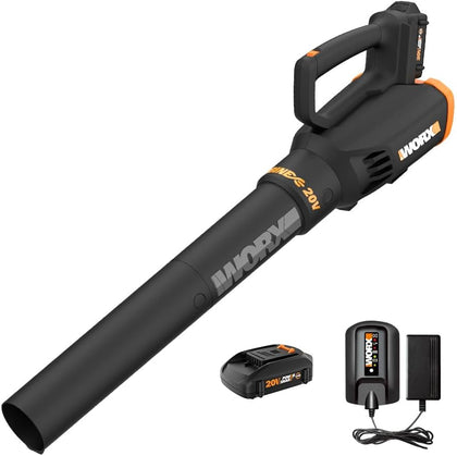 Cordless Leaf Blower, Electric Blower with Turbine Fan, Blowers for Lawn Care with 2 Speed Control, Battery & Charger