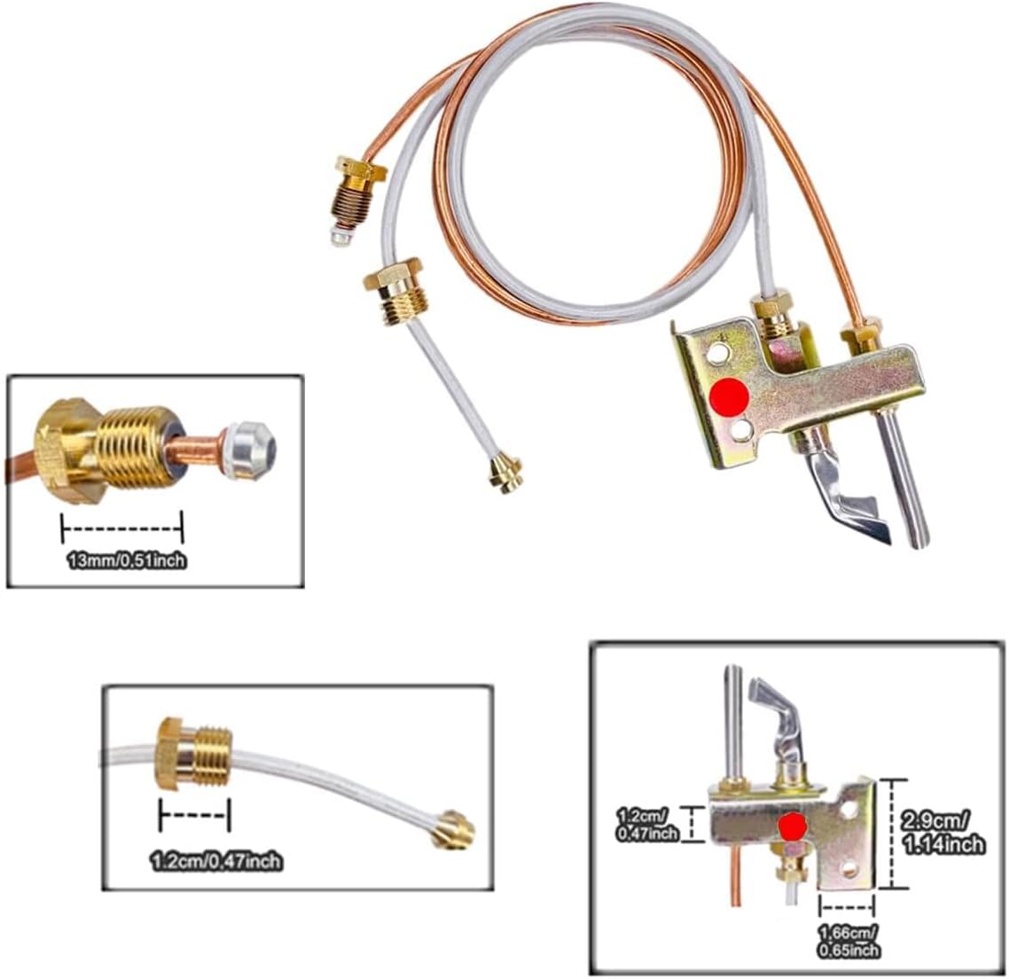 Water Heater Pilot Assembely For Tubing LP Propane Gas, Includes Pilot Thermocouple kit, 24" Water Heater Replacement Parts Fits Many Water Heaters On The Market