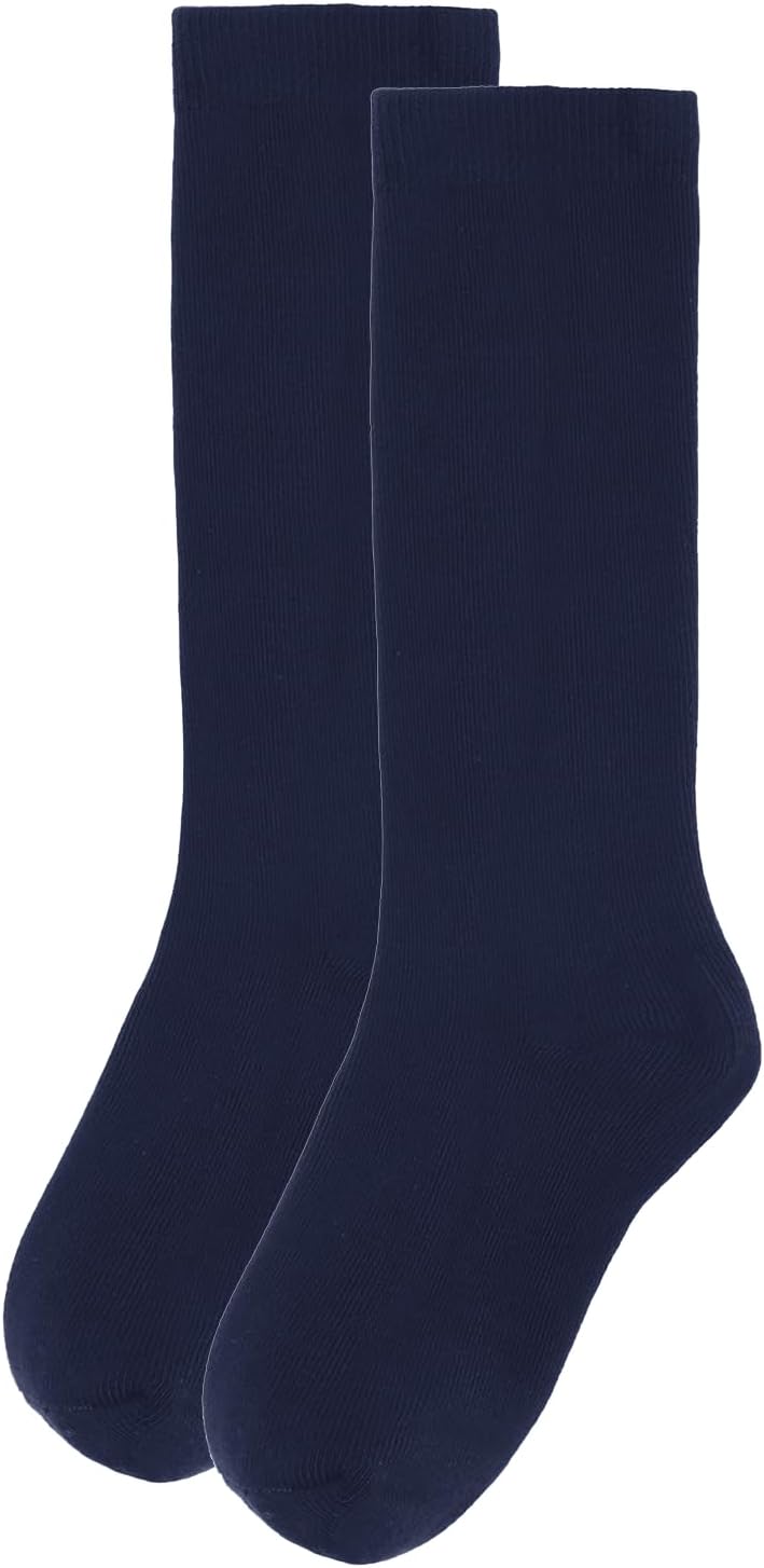 Girls Knee High Socks School Uniform Dress Sock Combed Cotton Black | For Kids 6-12