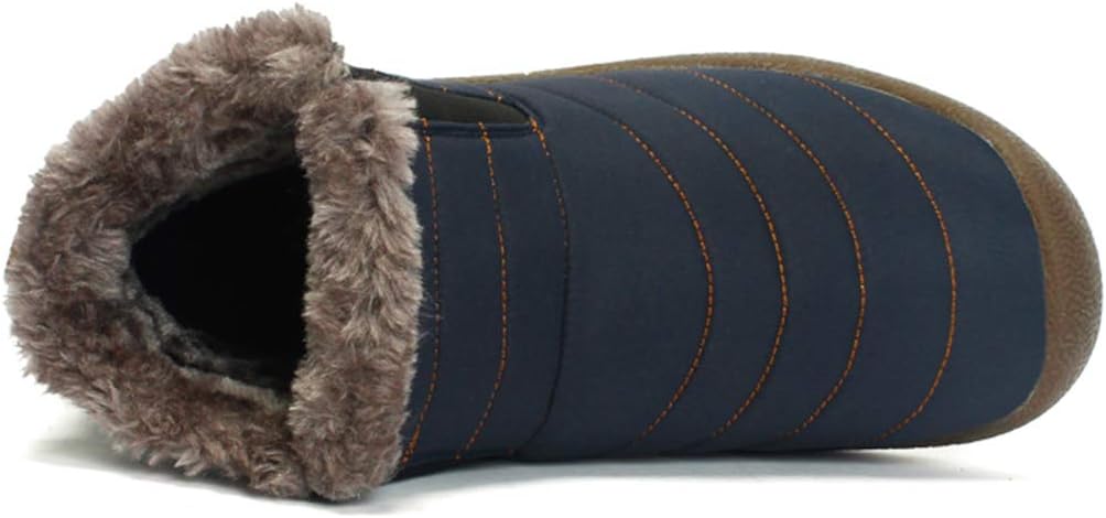 Men's Women's Snow Boots Waterproof Fur Lined Slip On Ankle Boots Cotton Insulated Warm Winter Footwear Anti Slip
