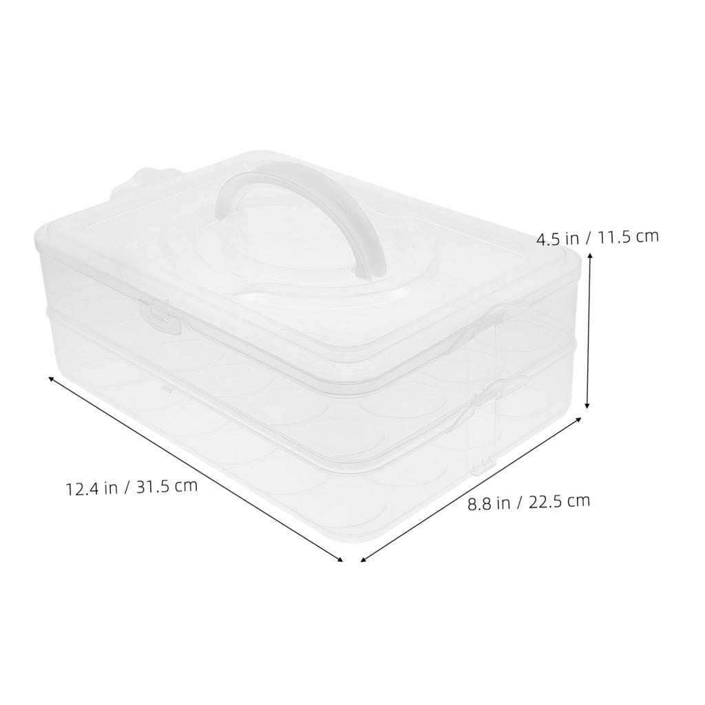 FELTECHELECTR 2layer Stackable Carrier with Lid Refrigerator Storage Box Portable and Secure Design for Parties and Kitchen Use Easy to Carry with Handle
