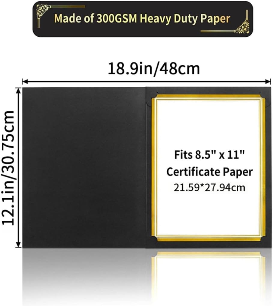 Custom Certificate Holders- Custom Gold Stamped Logo & Name- 50/100/200 Bulk Packs- Personalized Diploma Covers with