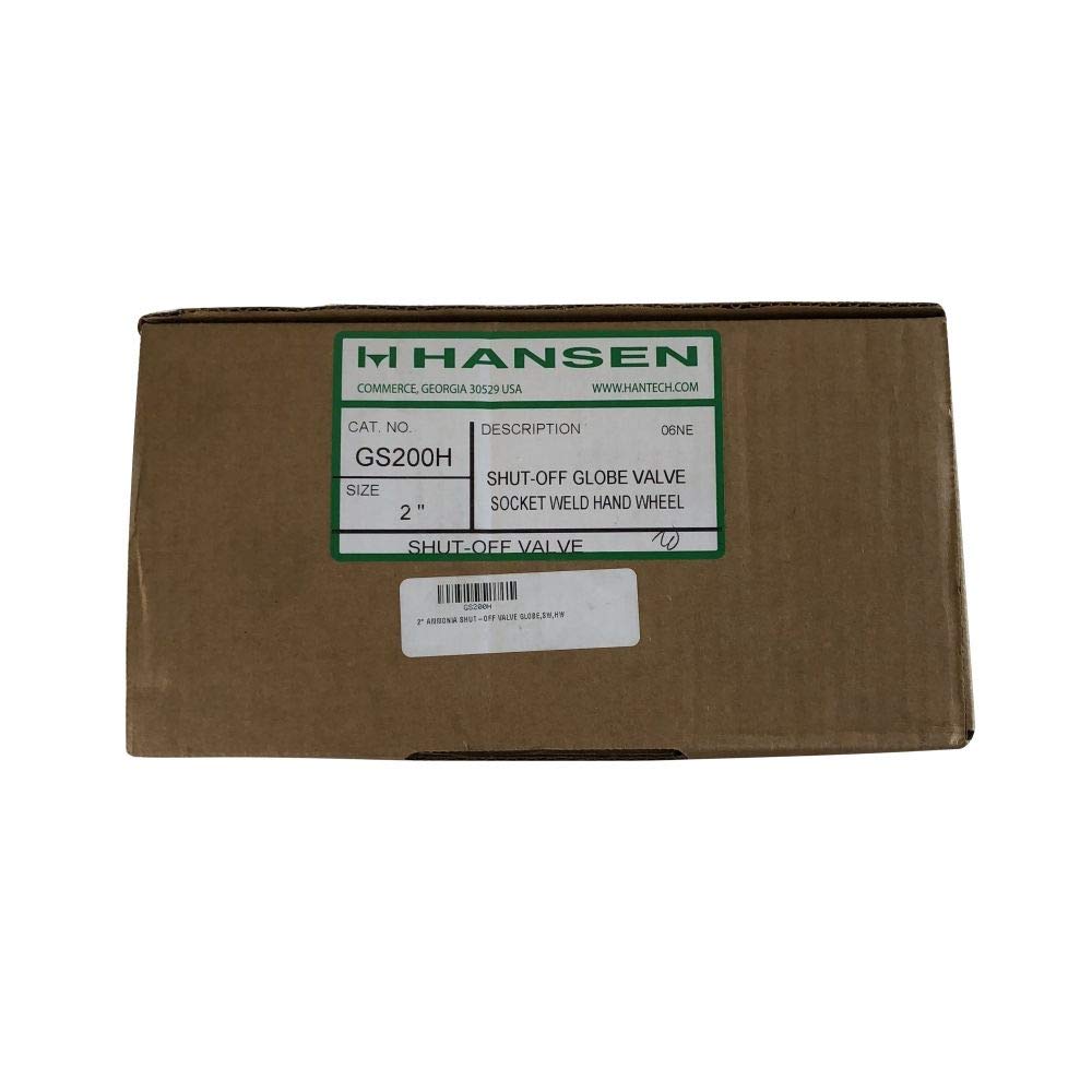 Hansen GS200H, 2" Ammonia Shut-Off Valve Globe, Socket Weld, Handwheel