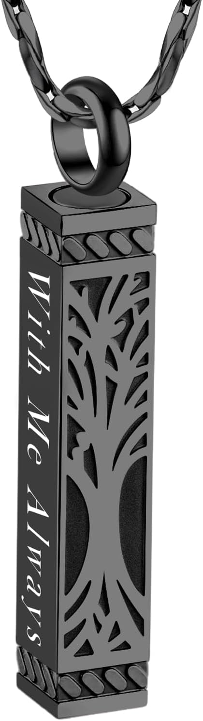 Tree of Life Urn Necklace For Ashes Memorial Bar Cremation Jewelry with Keepsake Urn Memorial Ash Jewelry For Women Men