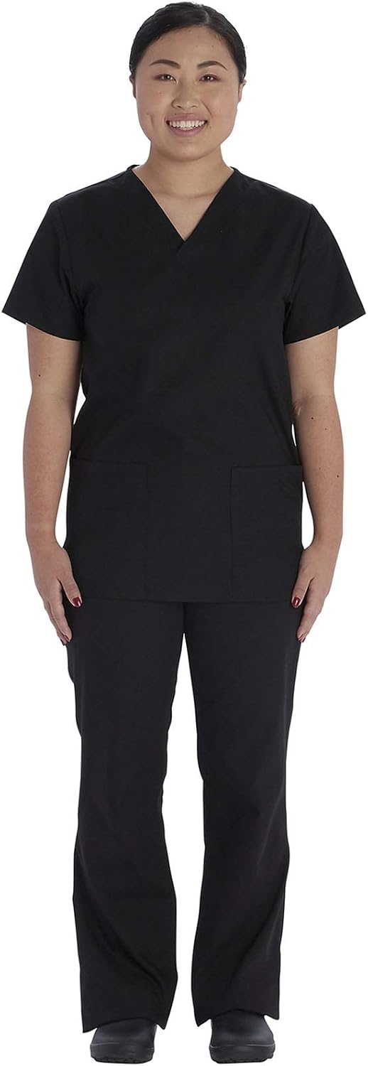 Unisex Scrub Sets V-Neck Shirt with Drawstring Pants