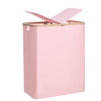 160L Double Laundry Basket Hamper with Lid & Removable Bags, Pink