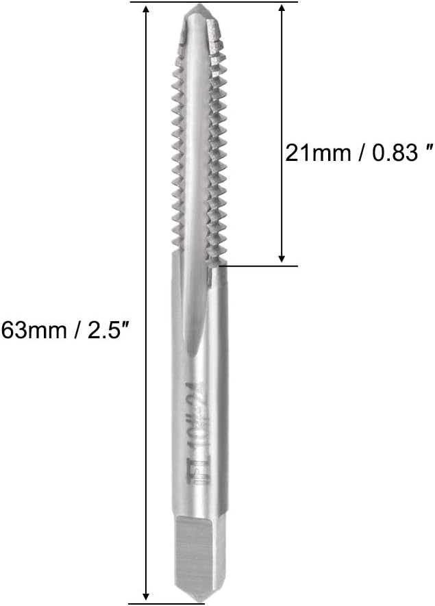 uxcell Machine Tap #10-24 UNC Thread 2B Class 3 Flutes High Speed Steel Screw Threading Tap Tapping Tool 5pcs