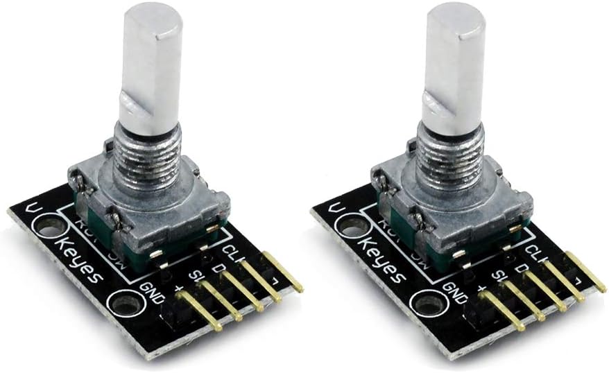 DEVMO 2PCS KY-040 Rotary Encoder Module Brick Sensor Development Board Compatible with Ar-duino Raspberry Pi SMT32 Development Board