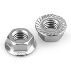 100pk #10-32 Flange Nuts, 304 Stainless Serrated Flange Lock Nuts