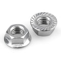 100pk #10-24 Flange Nuts, 304 Stainless Serrated Flange Lock Nuts