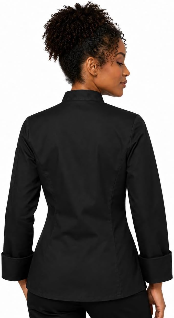 Women's Custom Long Sleeve Classic 10 Button Embroidered Chef Coat