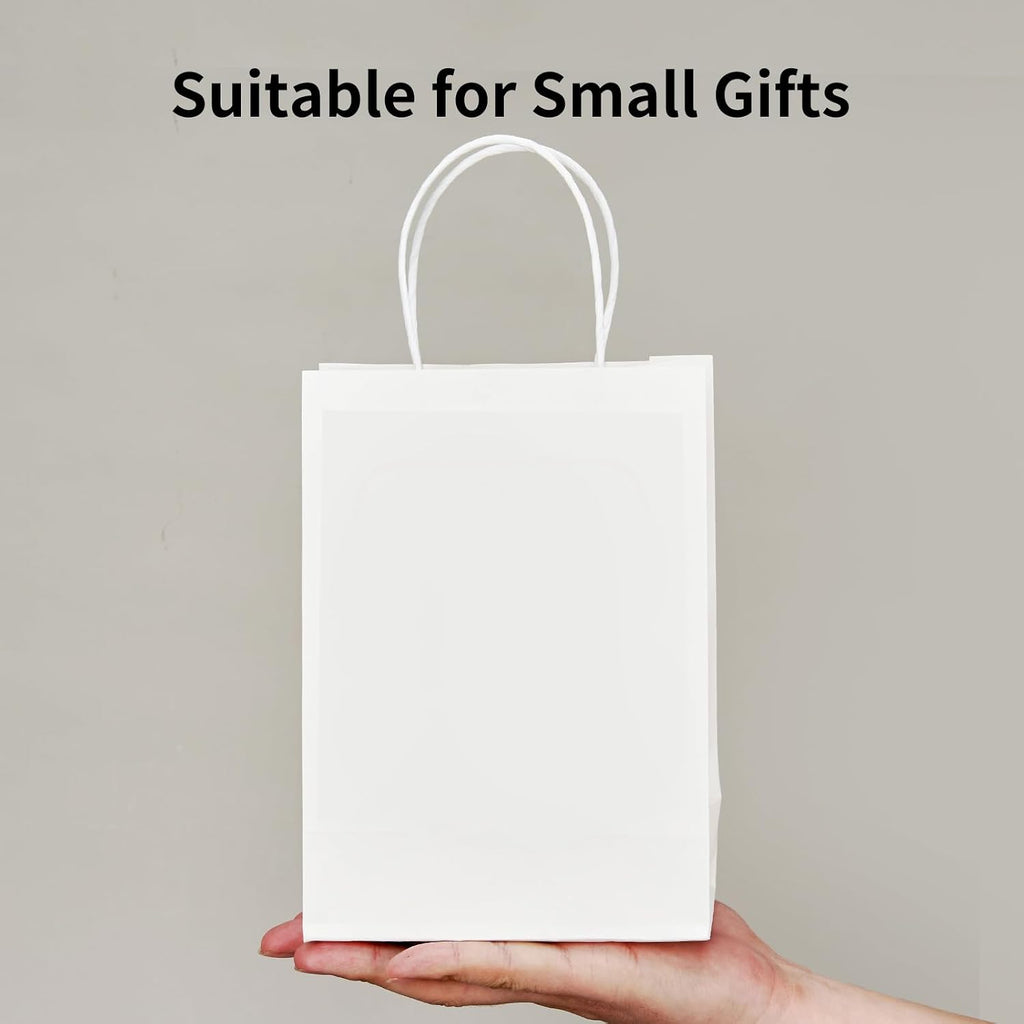 Recycled Small White Kraft Paper Bags with Handles