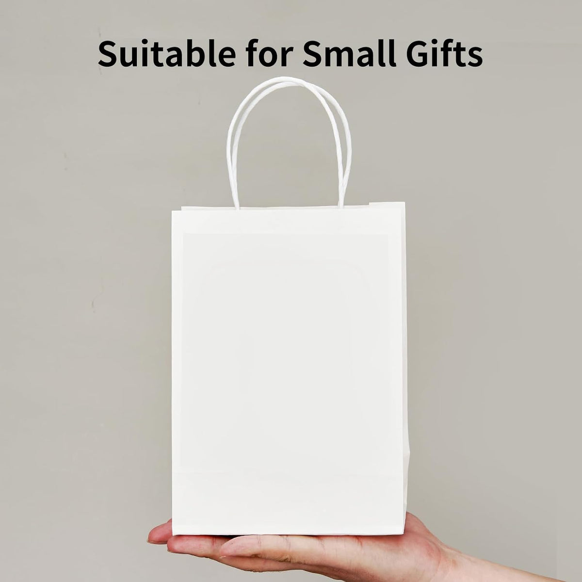 Recycled Small White Kraft Paper Bags with Handles