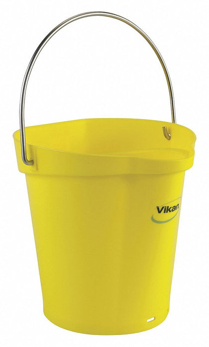 56886 Plastic Round Heavy Duty Pail with Stainless Steel Hanger, 1.50 gal, Yellow