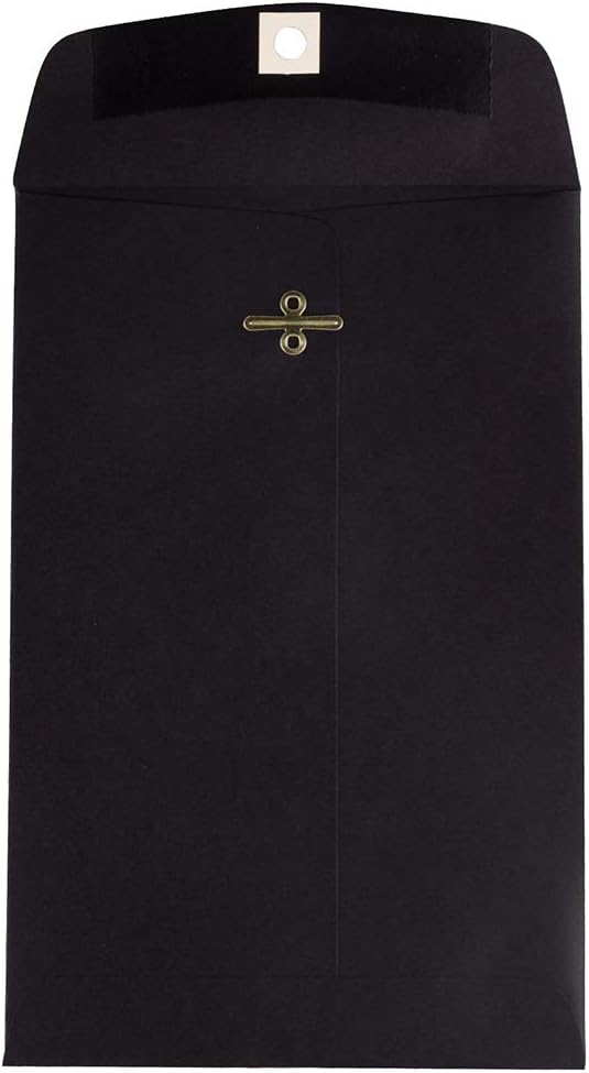 6 x 9 Open End Catalog Envelopes with Clasp Closure - Black - 10/Pack