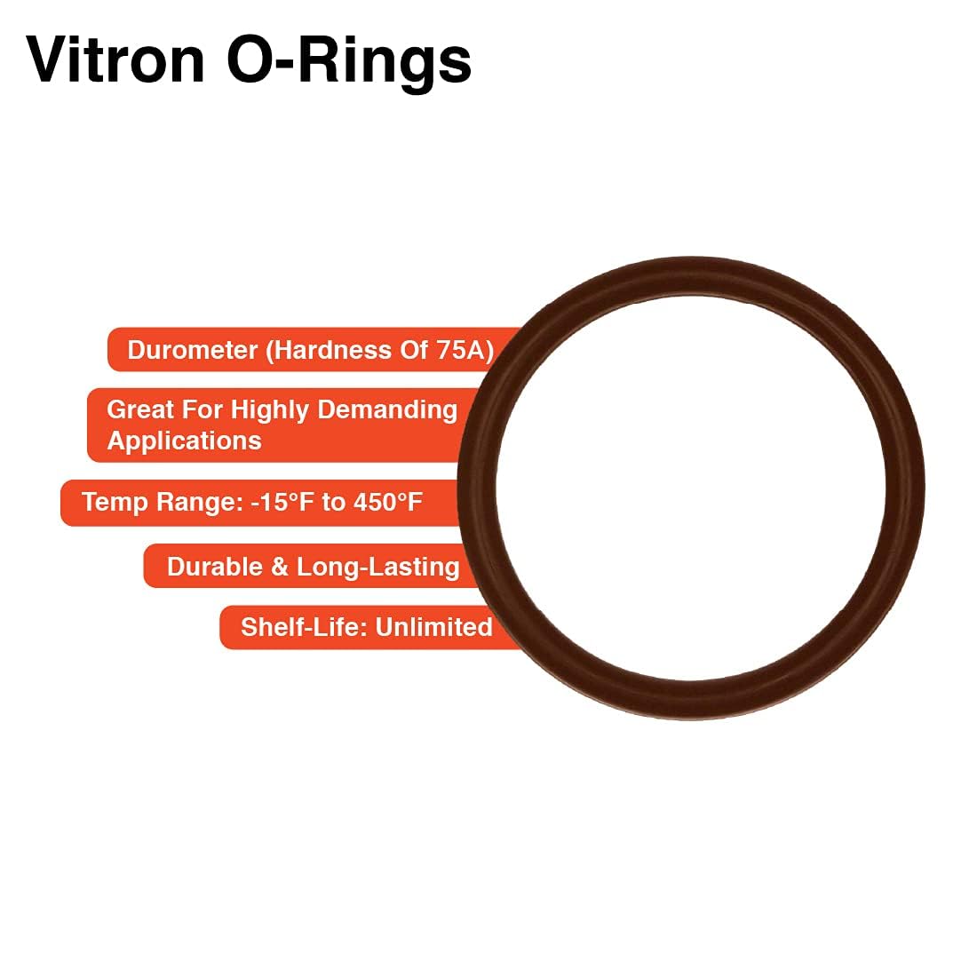 Mr O-Ring 908 Viton O-Ring - 90A Durometer, Black (Pack of 50)