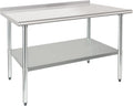 HARDURA Stainless Steel Prep & Work Table 30 x 48 Inches Backsplash