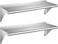 Stainless Steel Shelf 12" x 36" 2-Pack Wall Mount Floating Shelf