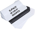 2.5 Mil 12x15.5-inch Poly Mailers Envelopes Bags, White Shipping Bags (200 Bags)