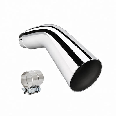 4 to 8 Inch Exhaust Elbow with Clamp - Chrome Plated 4" Inlet 8" Outlet Diesel Exhaust Tip for Trucks, Pickups & Cars
