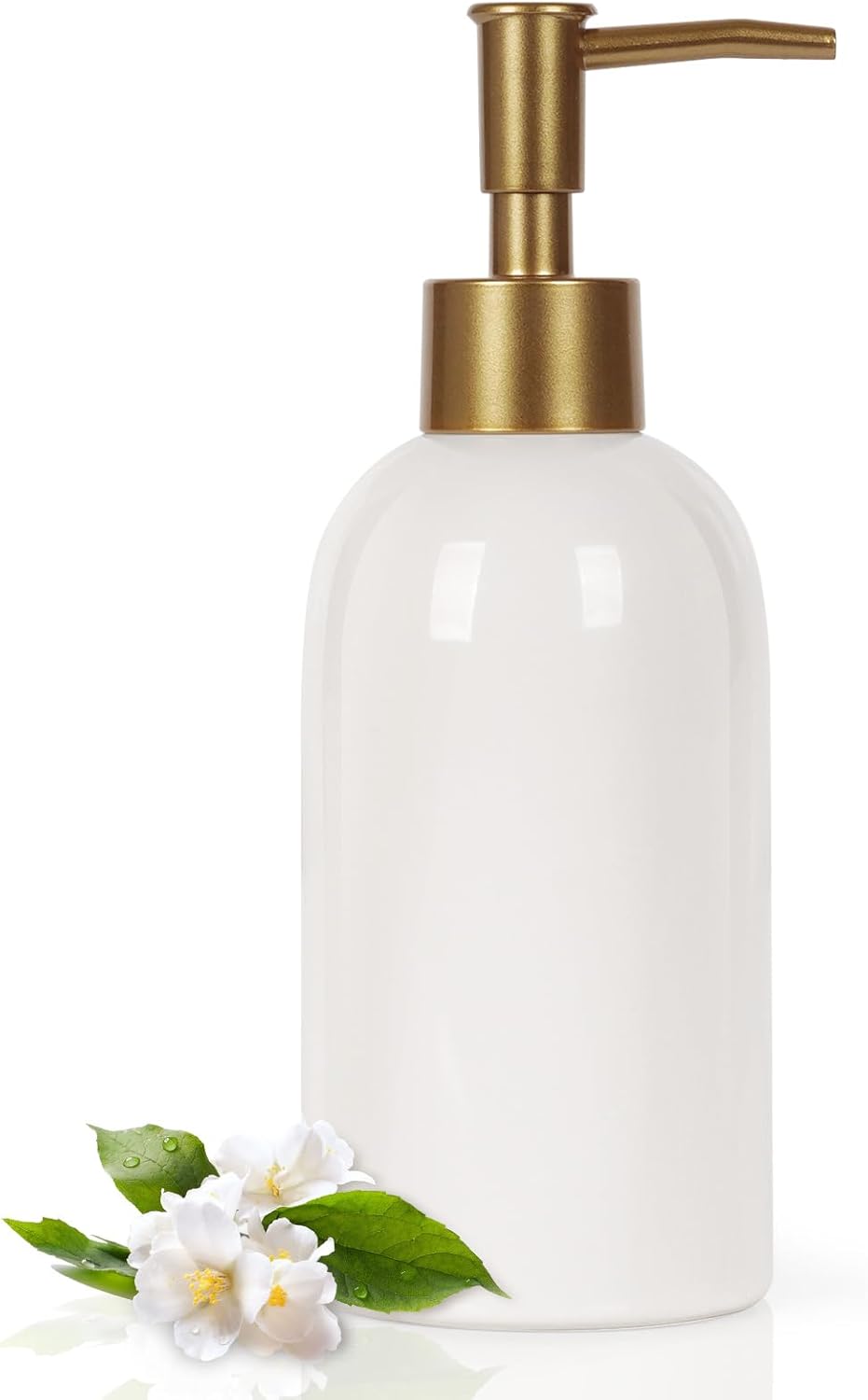 14OZ Ceramic Soap Dispenser Bathroom/Kitchen Can Fill Liquid-White | Ceramic Soap Pump Dispenser Bottle for