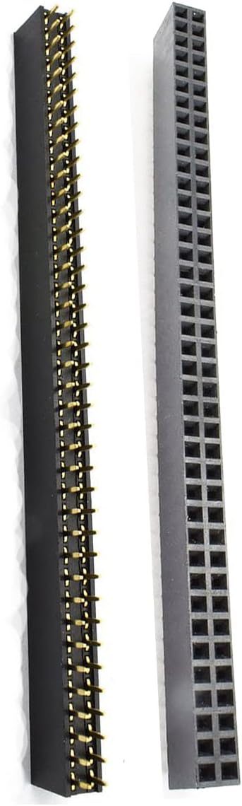 2.54mm 2 x 40Pin Female Socket Pin Header 40P Straight Dual Row Header Kit PCB Female Header Pin Header Connector, Pack of 20