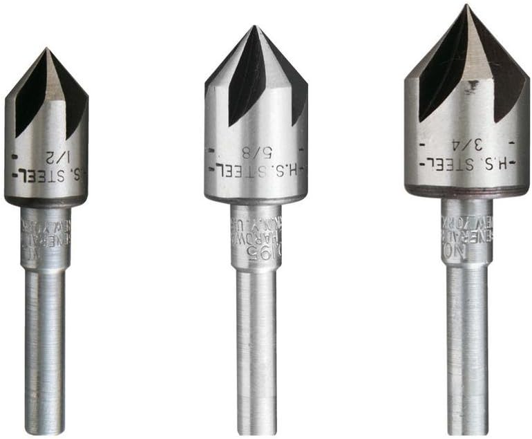 General Tools 3 Piece Countersink Bit Set #195ST, Includes 1/2 in., 5/8 in. and 3/4 in. Bits