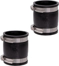 Fernco 1056-22 2-in. Flexible PVC Pipe Coupling for Cast Iron and Plastic Plumbing Connections, 2–Pack