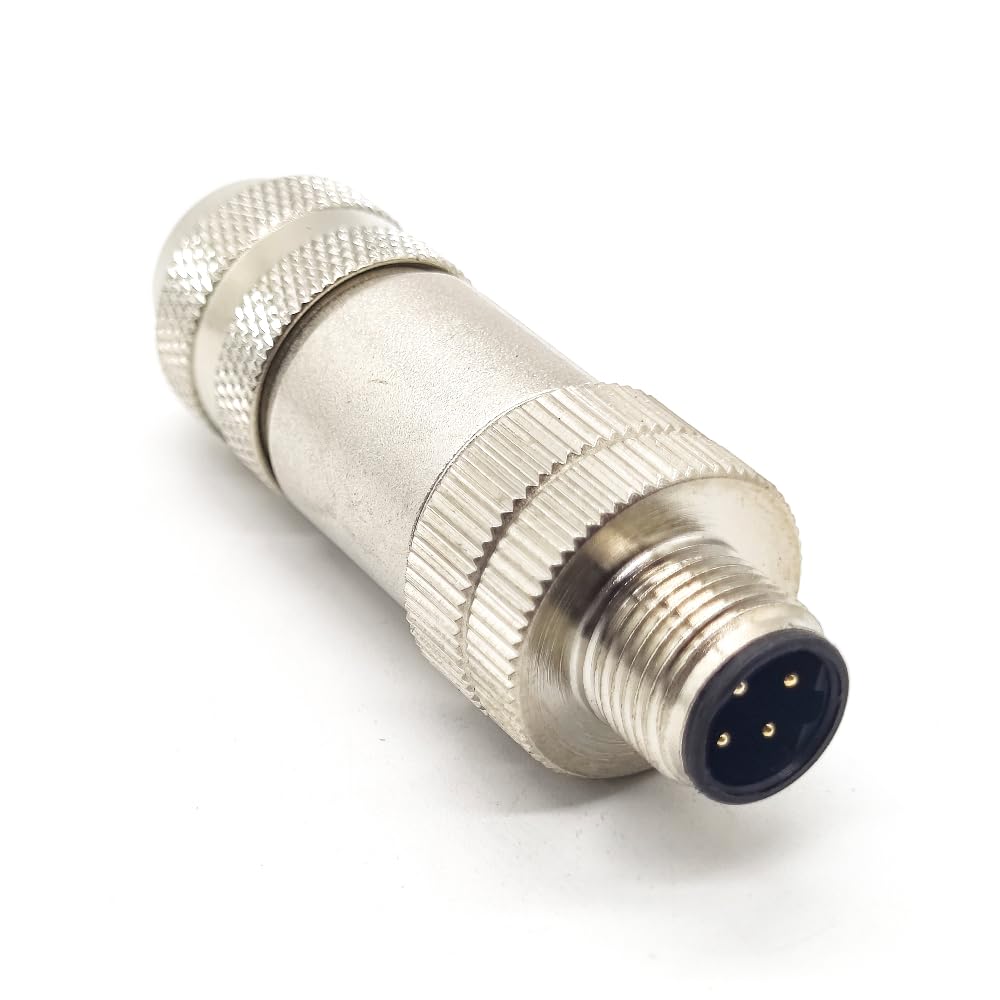 Elecbee Profibus M12 Field Wireable Connector Assembly Cable Plug Straight with Shiled (4 Pin Male D-Code)