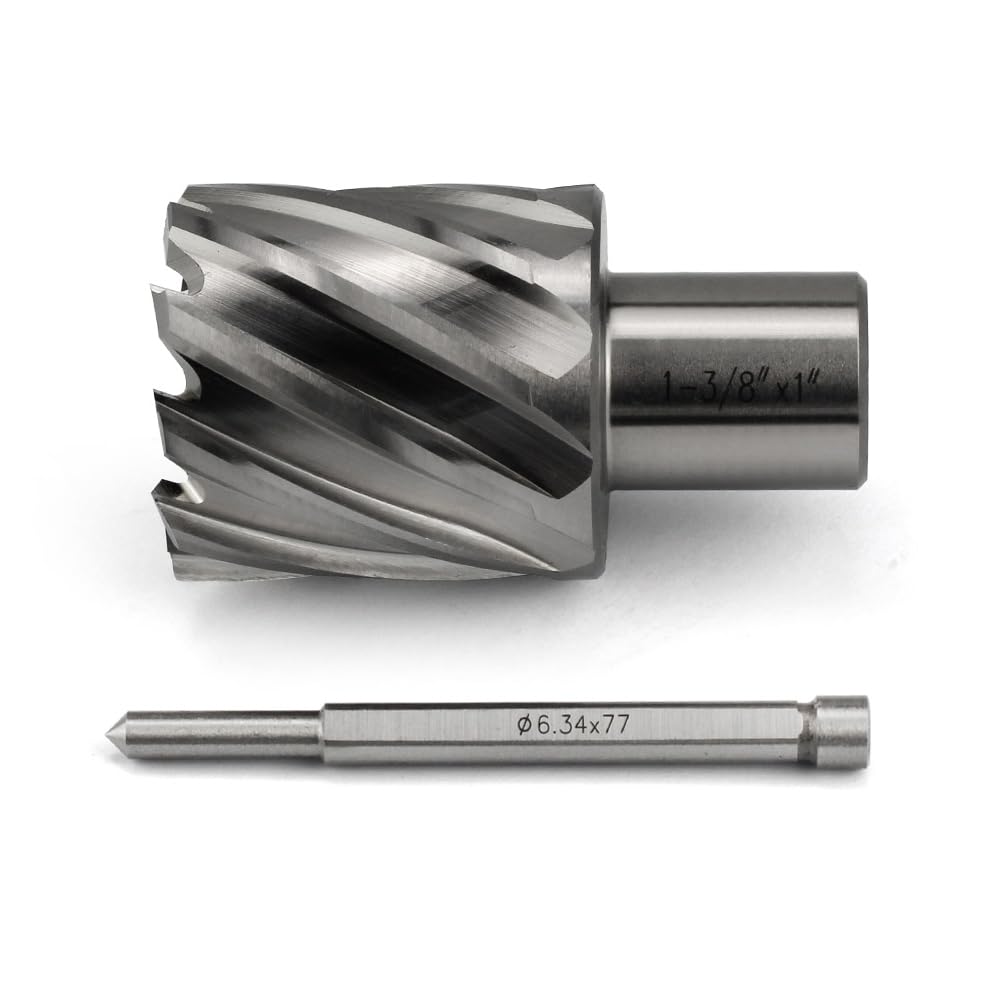 Annular Cutter JESTUOUS 1-3/8 Inch Cut Dia 3/4 Weldon Shank 1 Cut Depth