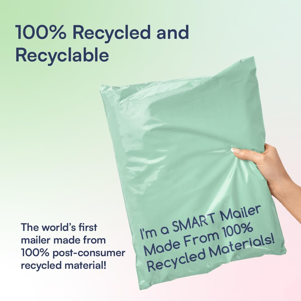 100 Count, 10x13 inch 100% Recycled Poly Mailers Eco Friendly Packaging Envelopes Supplies Mailing Bags 2.5 Mil Thick