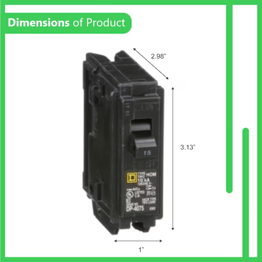 Genuine Square D HOM115 15 Amp Single Pole Circuit Breaker Kit