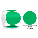 Pack of 500 Round Color Coding Circle Dots Stickers Labels (3", Green)