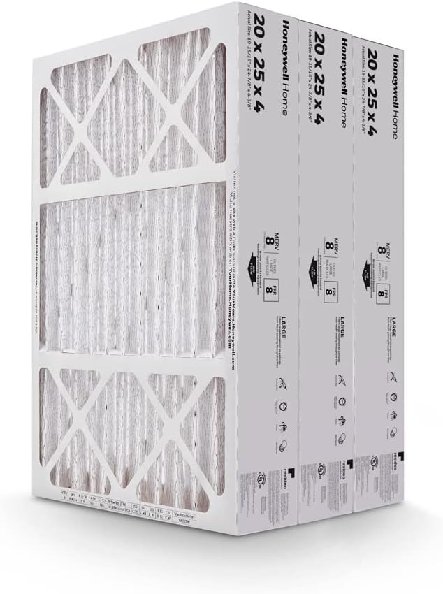 20x25x4 MERV 8, AC Furnace Air Filter, 3 PACK | (CF100A1025-3PKAM) (Actual Dimensions: 19.94 x 24.87 x 4.38 in.)