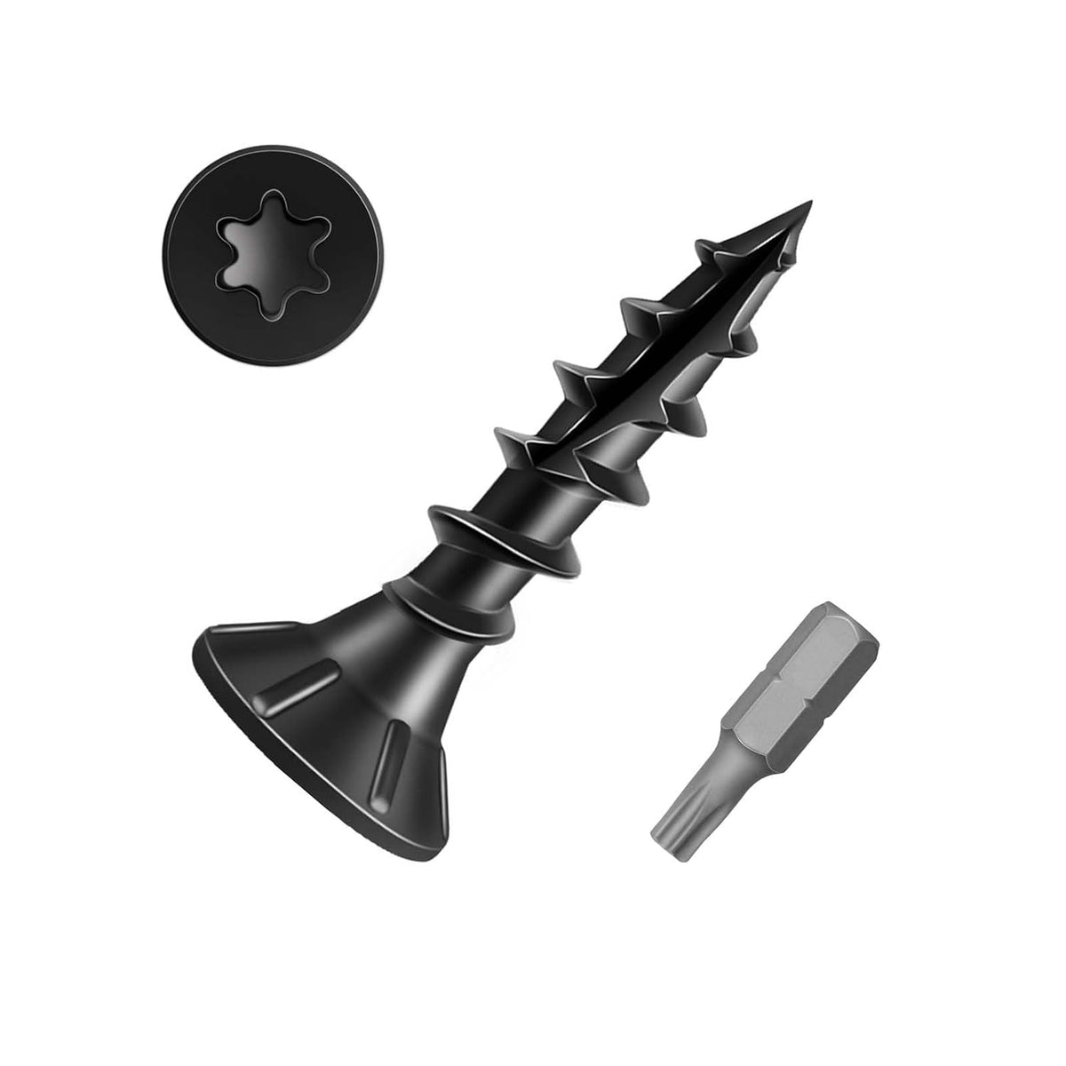 #8 x 3/4" Wood Screws, Outdoor Deck Screws with Star Drive, Black Coated Screws for Outdoor Use, Coarse Threads