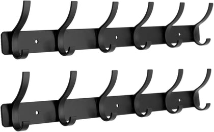 Coat Rack Wall Mounted,6 Coat Hooks for Hanging Coats,Metal Double Hook Rack Hook Rail,Coat Rack with Hooks,Wall