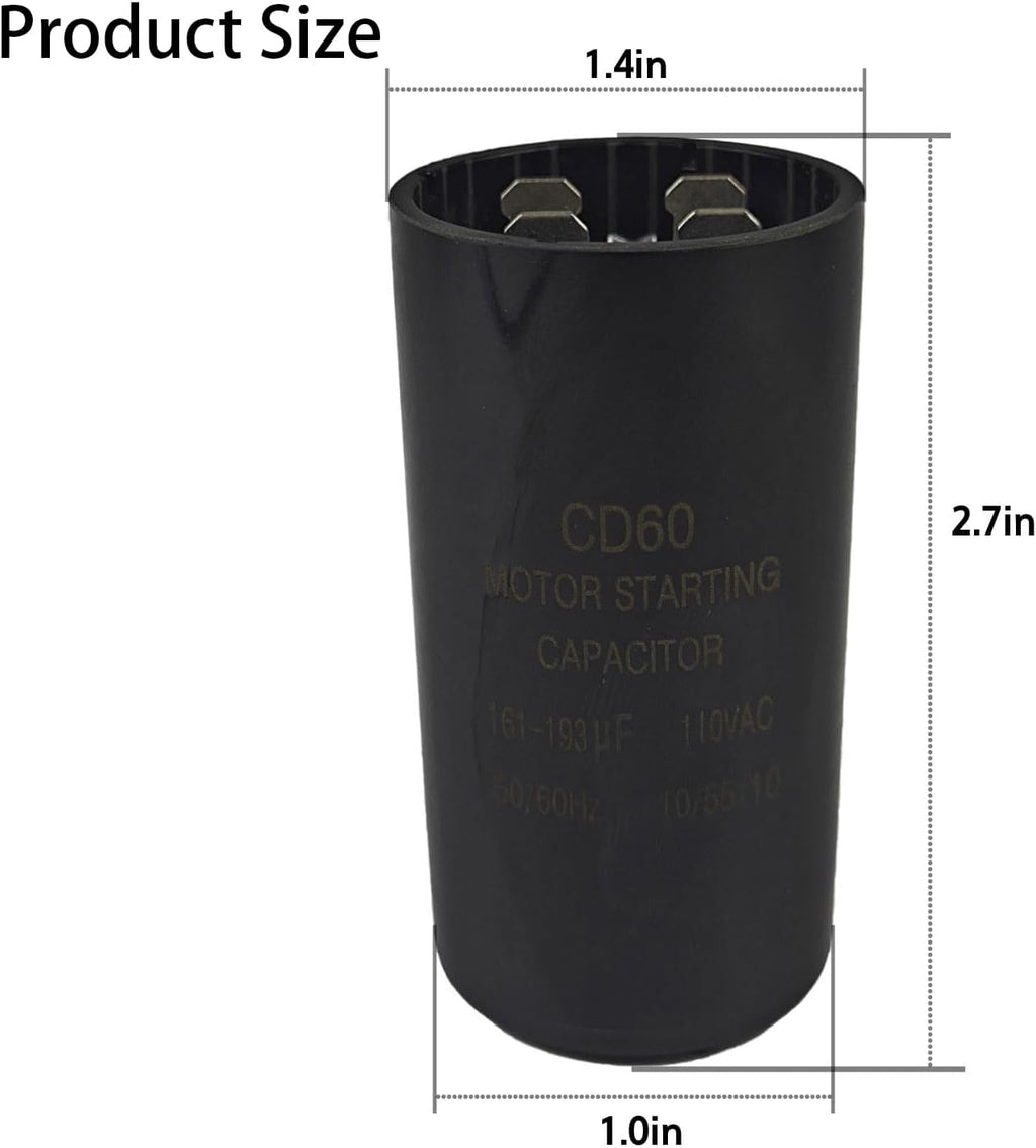 Pool Pump Motor Start Capacitor 161-193 uF 110-125 VAC 50/60 Hz CD60