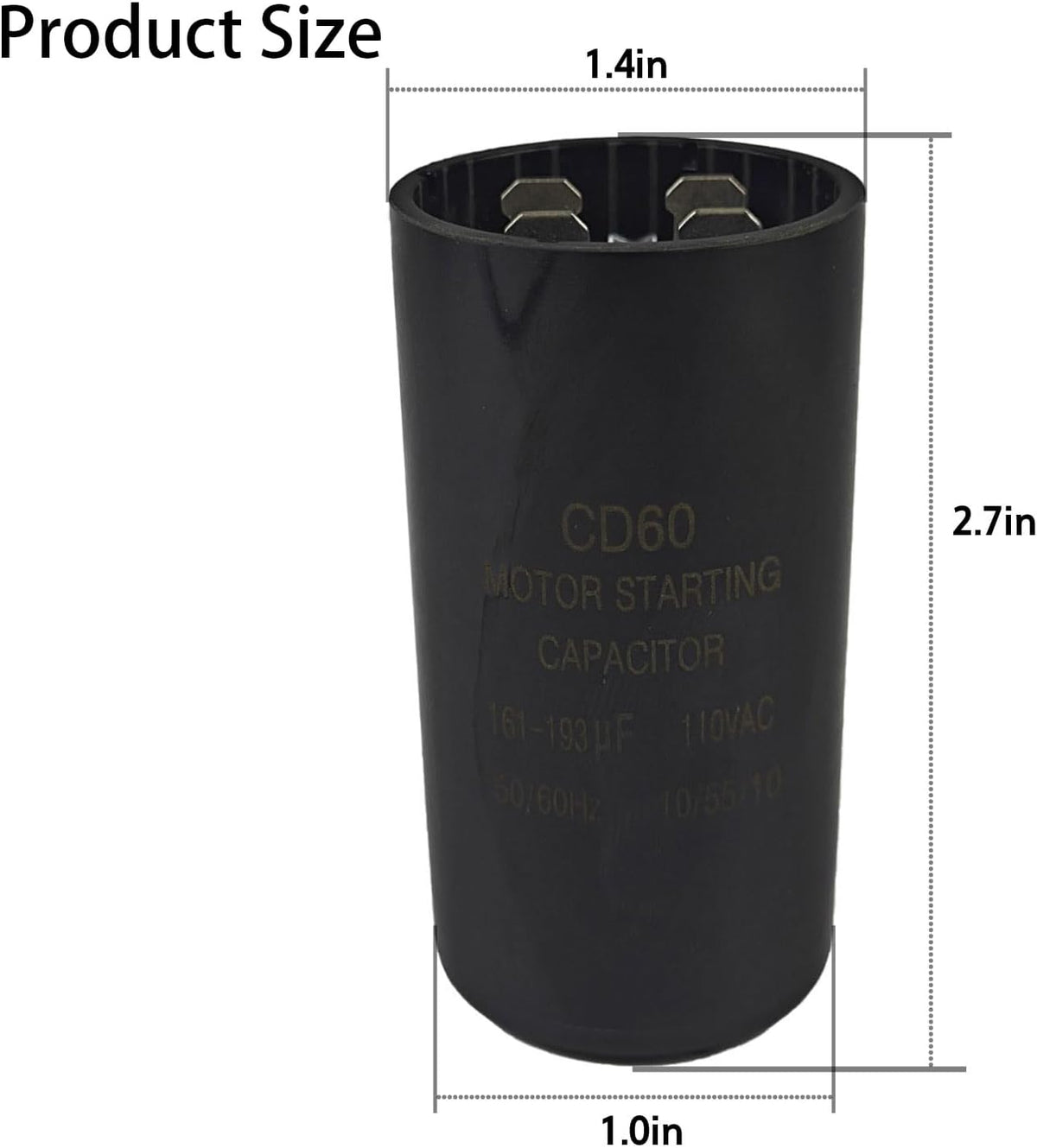 Pool Pump Motor Start Capacitor 161-193 uF 110-125 VAC 50/60 Hz CD60