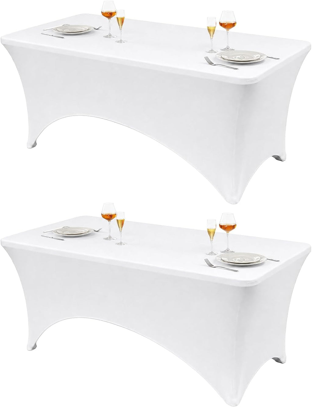 Classic Series 140GSM Spandex Tablecloth 2Pcs, 6ft, White