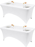 Classic Series 140GSM Spandex Tablecloth 2Pcs, 6ft, White