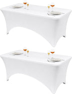 Classic Series 140GSM Spandex Tablecloth 2Pcs, 6ft, White