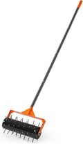 Rolling Lawn Aerator, 15 in Manual Push Aerator Roller with 42 Spikes & 60 in Long Handle, Fillable Drum for Added