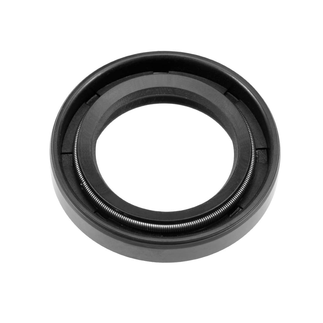 uxcell Oil Seals Rubber TC 25x38x7mm Double Lip w/Spring Black