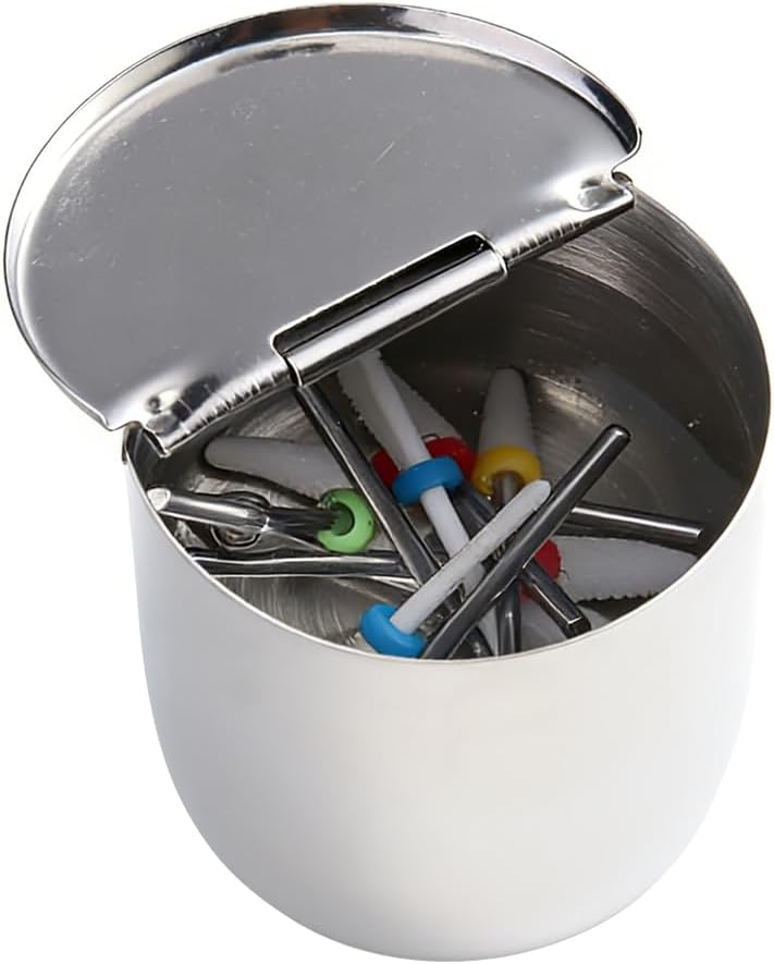 Nail Tool Sterilizer Box Stainless Steel Drill Bits Cleaning Box