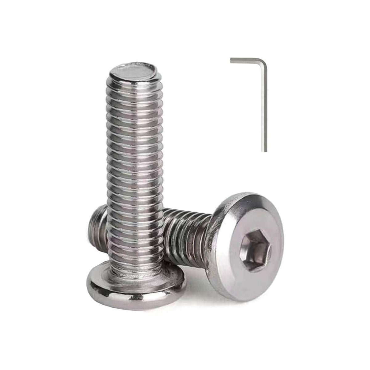 M12 x 50mm (6 Pack) Metric Flat Head Hex Socket Cap Screws Bolts, 304 Stainless Steel 18-8, Hex Drive, Bright Finish, Fully Machine Thread