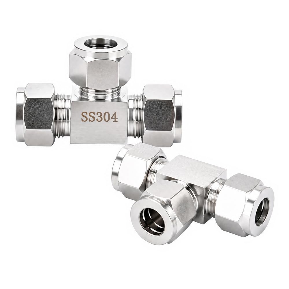 304 Stainless Steel Compression Tee 3/4" OD x 3/4" OD T-fitting 3-way 1pc