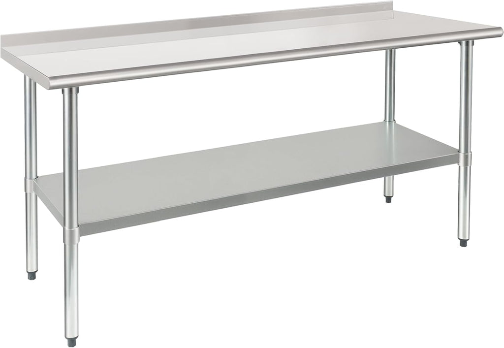 HARDURA Stainless Steel Prep & Work Table 24 x 72 Inches Backsplash