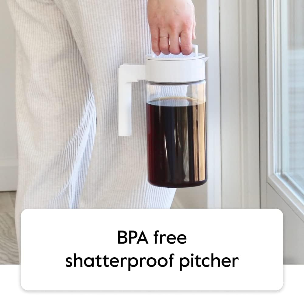 Deluxe Cold Brew Coffee Maker - BPA-Free Tritan Pitcher with Airtight Leakproof Lid, Silicone Grip Handle, Fine-Mesh