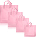 100 Pcs Plastic Gift Bags with Handles, Light Pink